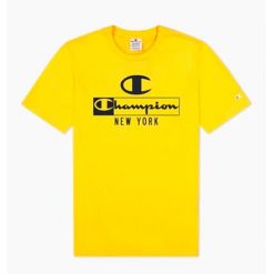 Koszulka sportowa męska Champion 217997YS113. Żółte t-shirty sportowe Champion, bez wzorów, bez ramiączek, trekkingowe. Za 71.40 zł.