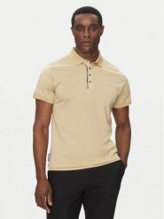 KARL LAGERFELD Polo 745007 552200 Beżowy Regular Fit. Brązowe koszulki polo KARL LAGERFELD, l, bez wzorów, z bawełny, bez kołnierzyka, bez ramiączek. Za 439.99 zł.