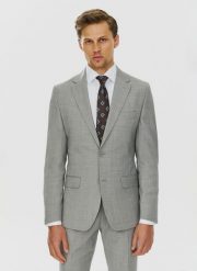 PAKO LORENTE – Męska marynarka garniturowa w odcieniu jasnoszarym. Szare garnitury Pako Lorente, m, bez wzorów, z lycry. Za 1,299.99 zł.