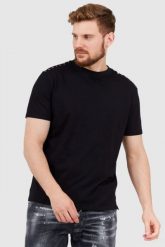 VALENTINO GARAVANI Czarny t-shirt męski z ćwiekami. Czarne t-shirty Valentino Garavani, l, bez wzorów, prążkowane, bez kołnierzyka, bez ramiączek. W wyprzedaży za 1,499.99 zł.
