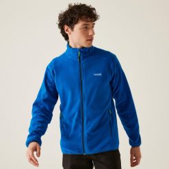 Polar turystyczny męski Hadfield. Niebieskie bluzy z polaru Regatta, l, bez wzorów, z polaru, bez kaptura. W wyprzedaży za 129.99 zł.