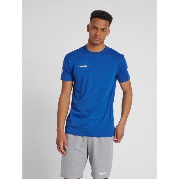 Koszulka sportowa z krótkim rękawem męska Hummel hmlGO cotton. Białe t-shirty sportowe Hummel, bez wzorów, bez ramiączek, do piłki nożnej. Za 39.69 zł.