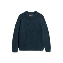Gruby sweter z rękawami raglanowymi Superdry. Niebieskie swetry nierozpinane Superdry, na zimę, m, bez wzorów, bez kołnierzyka, bez ramiączek. Za 327.80 zł.