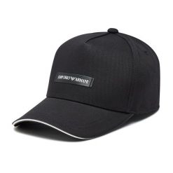 Czapka z daszkiem Emporio Armani. Czarne czapki z daszkiem Emporio Armani, bez wzorów. Za 229.99 zł.