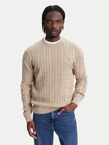 Tommy Hilfiger Sweter Classic MW0MW39524 Beżowy Regular Fit. Brązowe swetry rozpinane Tommy Hilfiger, m, bez wzorów, z bawełny, bez kołnierzyka, bez ramiączek. Za 429.99 zł.