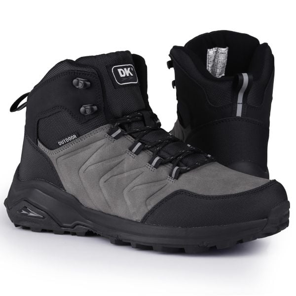 Buty męskie zimowe wysokie trekkingowe DK EXEC GREY BLACK. Szare trekkingi DK, bez wzorów, bez zapięcia. Za 189.00 zł.