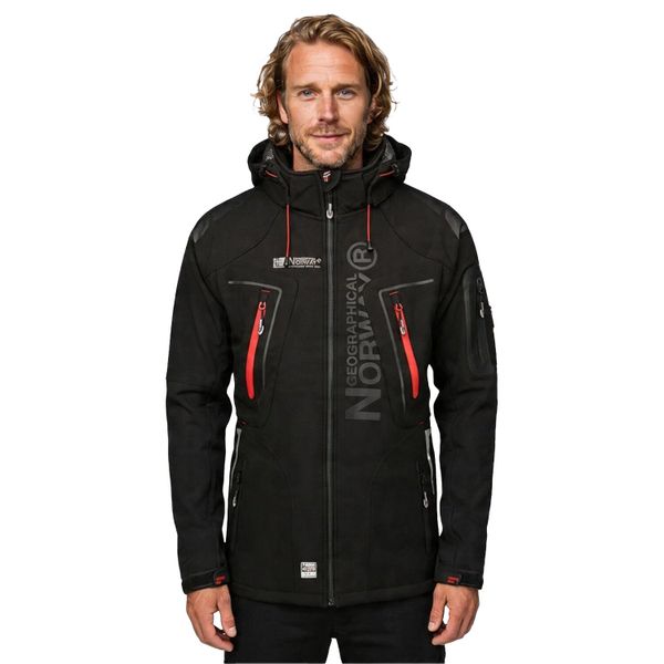 Męska Kurtka Soft Shell Techno. Brązowe kurtki Geographical Norway, m, z aplikacjami, z elastanu, z kapturem. Za 382.00 zł.