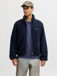 Jack & Jones Kurta polarowa "Rnorrebro" w kolorze granatowym rozmiar: XL. Niebieskie swetry nierozpinane Jack & Jones, xl, bez wzorów, z polaru, bez kołnierzyka, bez ramiączek. Za 153.71 zł.