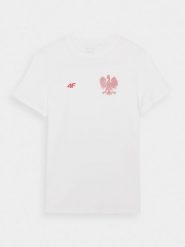 4F Koszulka kibica męska - biała 3XL. Białe t-shirty 4F, m, bez wzorów, z bawełny, bez kołnierzyka, bez ramiączek. Za 49.99 zł.