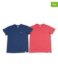 The Time of Bocha Koszulki (2 szt.) w kolorze niebieskim i czerwonym rozmiar: L. Czerwone bezrękawniki The Time of Bocha, l, bez wzorów, z bawełny, bez kołnierzyka, bez ramiączek. Za 86.99 zł.