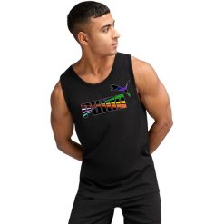 Podkoszulek męskie Puma Love United Tank. Czarne podkoszulki Puma, m, bez wzorów, z bawełny, bez ramiączek. Za 190.00 zł.
