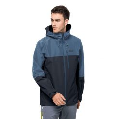 Kurtka wodoodporna Jack Wolfskin Peak. Niebieskie kurtki Jack Wolfskin, l, bez wzorów, bez kaptura. Za 677.25 zł.