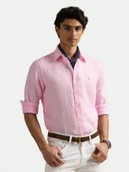 Polo Ralph Lauren Koszula 710968915002 Różowy Slim Fit. Czerwone koszule Polo Ralph Lauren, l, bez wzorów, ze lnu, bez kołnierzyka, bez ramiączek. Za 709.99 zł.