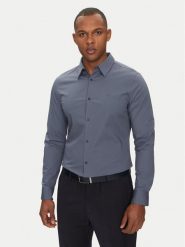 Calvin Klein Koszula LV04LB145G Niebieski Slim Fit. Niebieskie koszule CALVIN KLEIN, l, bez wzorów, z bawełny, bez kołnierzyka, bez ramiączek. Za 229.99 zł.