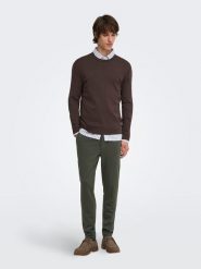 ONLY & SONS Spodnie chino "Onsmark" w kolorze khaki rozmiar: W34/L34. Brązowe eleganckie spodnie Only & Sons, l. Za 134.95 zł.