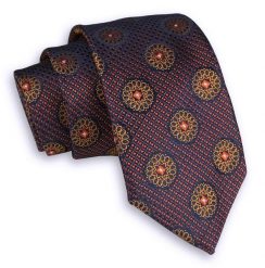 Pomarańczowo-Granatowy Elegancki Męski Krawat -ALTIES- 7 cm, Klasyczny, Wzór Geometryczny. Niebieskie krawaty i muchy Alties, bez wzorów, z tkaniny. Za 49.00 zł.