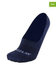 Replay Underwear Skarpety-stopki (3 pary) "Invisible" w kolorze granatowym rozmiar: 43-46. Niebieskie skarpety Replay Underwear, bez wzorów, ze splotem. Za 26.99 zł.