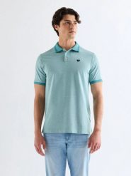 MESKA KOSZULKA WRANGLER REFINED POLO SHIRT BRITTANY BLUE 112377999. Niebieskie koszulki polo sportowe Wrangler, xl, bez wzorów, bez kołnierzyka, bez ramiączek. Za 89.99 zł.