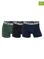 CR7 Bokserki (3 pary) w kolorze ciemnozielono-czarno-granatowym rozmiar: L. Czarne bokserki CR7, l, bez wzorów, z bawełny. Za 74.28 zł.