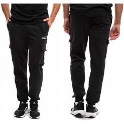 Spodnie Dresowe Męskie PUMA Cargo Sportowe Dresy Bawełniane Czarne. Czarne spodnie materiałowe Puma, m, bez wzorów, z bawełny. Za 168.99 zł.