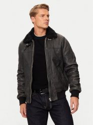 SCHOTT N.Y.C. Kurtka skórzana LCBOMBARDIER Czarny Regular Fit. Czarne kurtki SCHOTT N.Y.C., m, bez wzorów, ze skóry, bez kaptura. Za 2,009.00 zł.