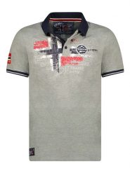 Geographical Norway Koszulka polo w kolorze szarym rozmiar: S. Szare koszulki polo Geographical Norway, s, z aplikacjami, z bawełny, bez kołnierzyka, bez ramiączek. Za 57.47 zł.