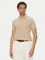 Tommy Hilfiger Polo Vertical MW0MW38951 Beżowy Regular Fit. Brązowe koszulki polo Tommy Hilfiger, m, bez wzorów, z bawełny, bez kołnierzyka, bez ramiączek. Za 369.99 zł.