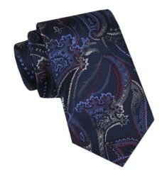 Modny Męski Krawat - Alties - Orientalny Wzór na Granatowym Tle. Niebieskie krawaty i muchy Alties, bez wzorów, z tkaniny. Za 49.00 zł.