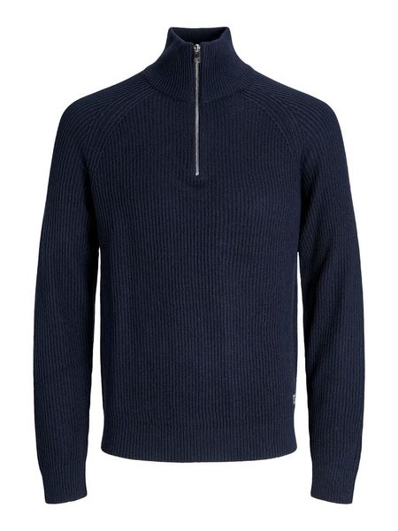 Jack & Jones Sweter w kolorze granatowym rozmiar: S. Niebieskie swetry nierozpinane Jack & Jones, s, bez wzorów, z bawełny, bez kołnierzyka, bez ramiączek. Za 124.95 zł.