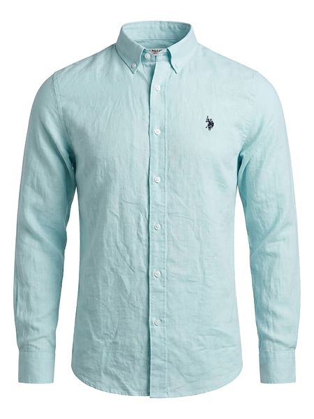 U.S. Polo Assn. Koszula w kolorze turkusowym rozmiar: L. Niebieskie koszule U.S. Polo Assn., l, bez wzorów, bez kołnierzyka, bez ramiączek. Za 187.45 zł.