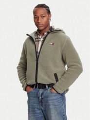 Tommy Jeans Polar DM0DM19224 Zielony Regular Fit. Zielone bluzy z polaru Tommy Jeans, l, bez wzorów, z jeansu, bez kaptura. Za 419.99 zł.