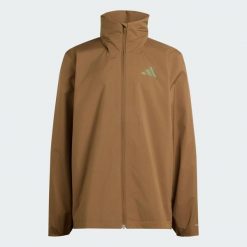 Kurtka przeciwdeszczowa Terrex Multi Essentials 2 Layer. Brązowe kurtki Adidas, l, bez wzorów, z materiału, bez kaptura. Za 439.00 zł.