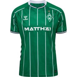 Domowy jersey Werderu Brema 2025/26. Zielone t-shirty sportowe Hummel, bez wzorów, z jersey, bez ramiączek, do piłki nożnej. Za 422.50 zł.