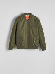 Kurtka bomberka - jasnozielony. Zielone kurtki Reserved, l, bez wzorów, z tkaniny, bez kaptura. Za 199.99 zł.
