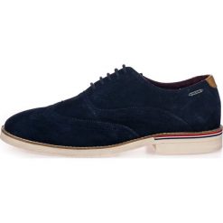 Pepe Jeans półbuty męskie Dave 43 ciemnoniebieskie. Niebieskie eleganckie półbuty Pepe Jeans, bez wzorów, z jeansu, bez obcasa, bez zapięcia. Za 415.00 zł.