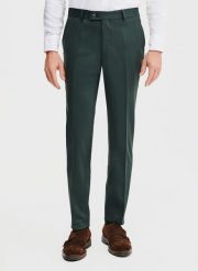 PAKO LORENTE – Gładkie spodnie garniturowe w kolorze zielonym. Zielone garnitury Pako Lorente, m, bez wzorów, z elastanu. Za 399.99 zł.