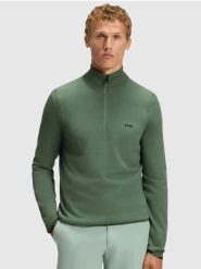 Hugo Boss Sweter w kolorze zielonym rozmiar: XXL. Zielone swetry nierozpinane HUGO BOSS, xxl, bez wzorów, z bawełny, bez kołnierzyka, bez ramiączek. Za 416.95 zł.