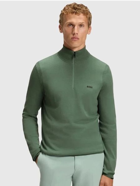 Hugo Boss Fashion Sweter w kolorze zielonym rozmiar: M. Zielone swetry nierozpinane Hugo Boss Fashion, m, bez wzorów, z bawełny, bez kołnierzyka, bez ramiączek. Za 436.95 zł.