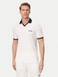 BOSS Polo Serve 2 50559200 Biały Slim Fit. Białe koszulki polo Boss, m, bez wzorów, z syntetyku, bez kołnierzyka, bez ramiączek. Za 599.99 zł.