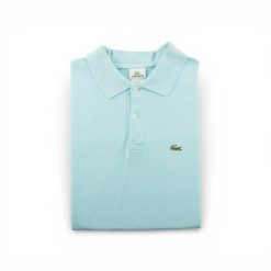 Second life - Koszulka polo z krótkim rękawem mężczyźni - Stan bardzo dobry. Niebieskie koszulki polo sportowe LACOSTE, m, bez wzorów, bez kołnierzyka, bez ramiączek, tenisowe. Za 126.86 zł.