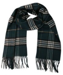 Szalik Ciemny Zielony w Kratkę Burberry, z Frędzlami, Firmy V.Fraas -Cashmink- Jesienno-Zimowy. Zielone szaliki V. Fraas, bez wzorów, z materiału. Za 65.00 zł.