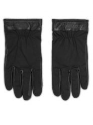 Guess Rękawiczki Męskie AM9575 POL02 Czarny. Czarne rękawiczki Guess, z aplikacjami, ze skóry. Za 199.99 zł.