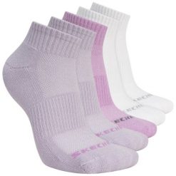 Skarpetki sportowe dla dorosłych 5pk Unisex 1/2 Terry Qtr Crew. Fioletowe skarpetki sportowe Skechers, bez wzorów, z materiału. Za 59.99 zł.