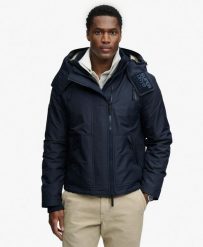 Superdry Kurtka Hooded Arctic Windcheater – Ocieplana i Wodoszczelna. Niebieskie kurtki Superdry, l, bez wzorów, prążkowane, bez kaptura. Za 545.65 zł.