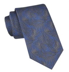 Modny Męski Krawat - Alties - Niebieski, Beż i Stalowy, Kompozycja w Kwiaty. Niebieskie krawaty i muchy Alties, z aplikacjami, z tkaniny. Za 49.00 zł.