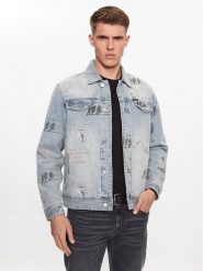 Guess Kurtka jeansowa M3YXN6 D4YO0 Niebieski Regular Fit. Niebieskie kurtki Guess, l, z aplikacjami, z bawełny, bez kaptura. Za 599.99 zł.