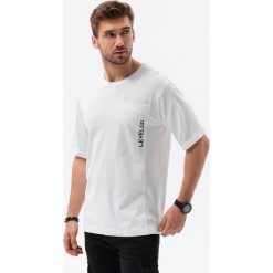 T-shirt męski bawełniany OVERSIZE - biały V1 S1628 - XXL. Białe t-shirty Ombre Clothing, l, bez wzorów, z bawełny, bez kołnierzyka, bez ramiączek. Za 79.99 zł.