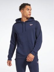 Reebok Bluza Identity Logo HA9274 Granatowy Regular Fit. Niebieskie bluzy Reebok, m, bez wzorów, z bawełny, bez kaptura. Za 199.99 zł.