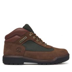 Trzewiki Timberland. Brązowe botki sznurowane Timberland, bez wzorów, bez obcasa, bez zapięcia. Za 779.99 zł.