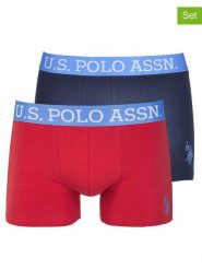 U.S. Polo Assn. Bokserki (2 pary) w kolorze granatowym i czerwonym rozmiar: XL. Czerwone bokserki U.S. Polo Assn., s, bez wzorów. Za 83.42 zł.